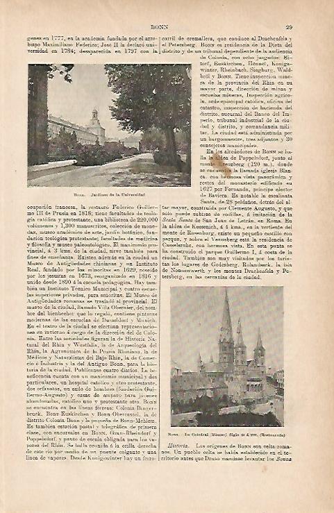 LAMINA ESPASA Alemania 11780: Universidad y Catedral de Bonn Alemania