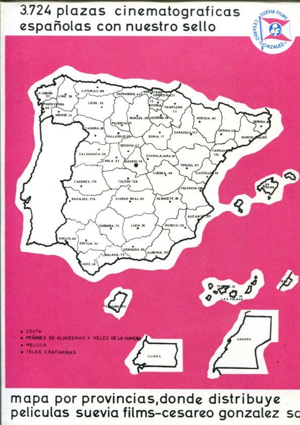 Cesareo Gonzalez-Suevia Films:: Mapa por provincia donde distribuyen las peliculas