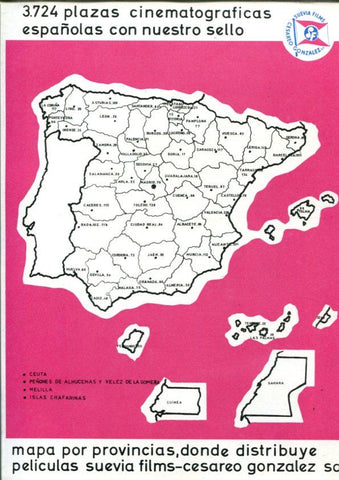 Cesareo Gonzalez-Suevia Films:: Mapa por provincia donde distribuyen las peliculas