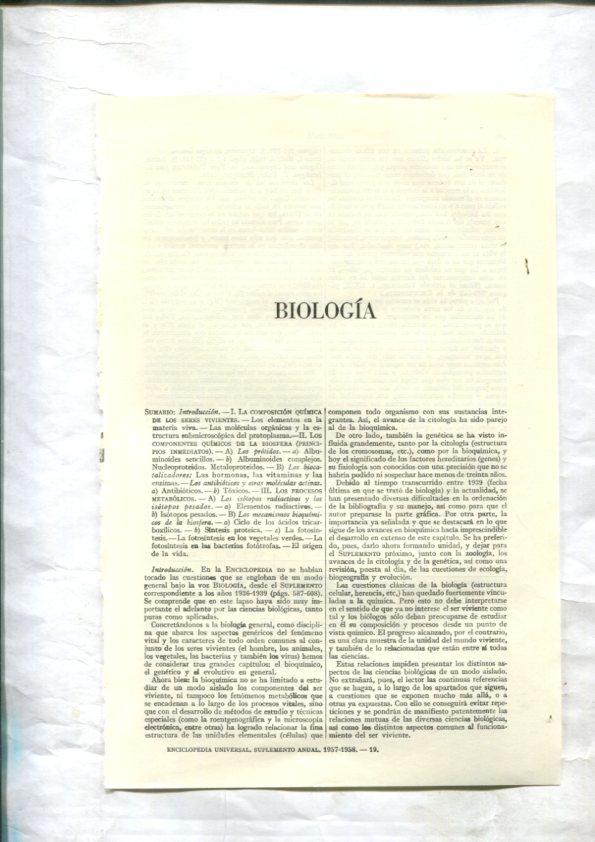 ESPASA 1957/1958: Apendice Biologia : 48 paginas