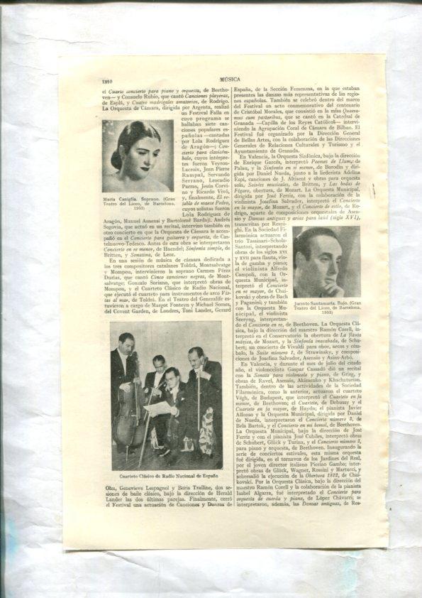 ESPASA 1953/1954: Apendice de 22 paginas dedicado a la Musica