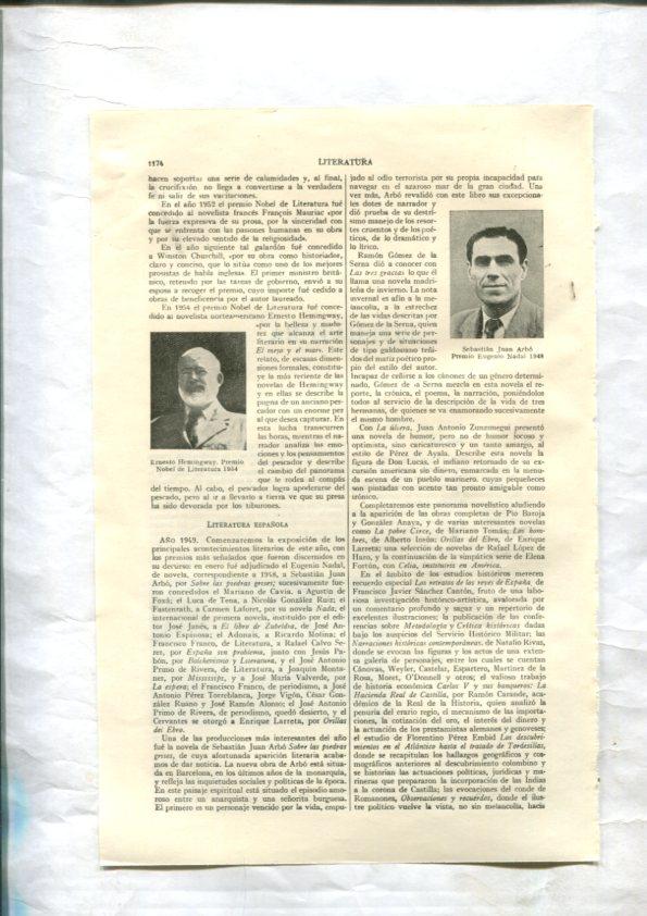 ESPASA 1953/1954: Apendice de 22 paginas dedicado a la Literatura