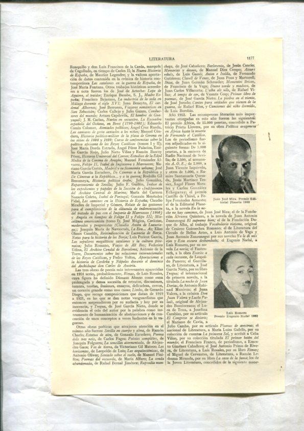 ESPASA 1953/1954: Apendice de 22 paginas dedicado a la Literatura