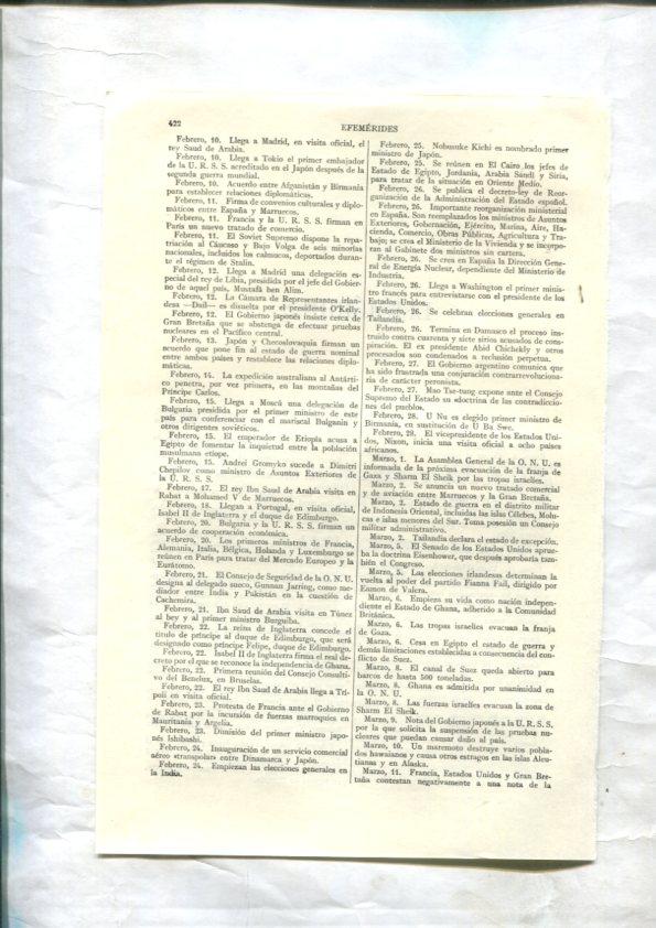 ESPASA 1957/1958: Apendice de 16 paginas dedicado a Efemerides