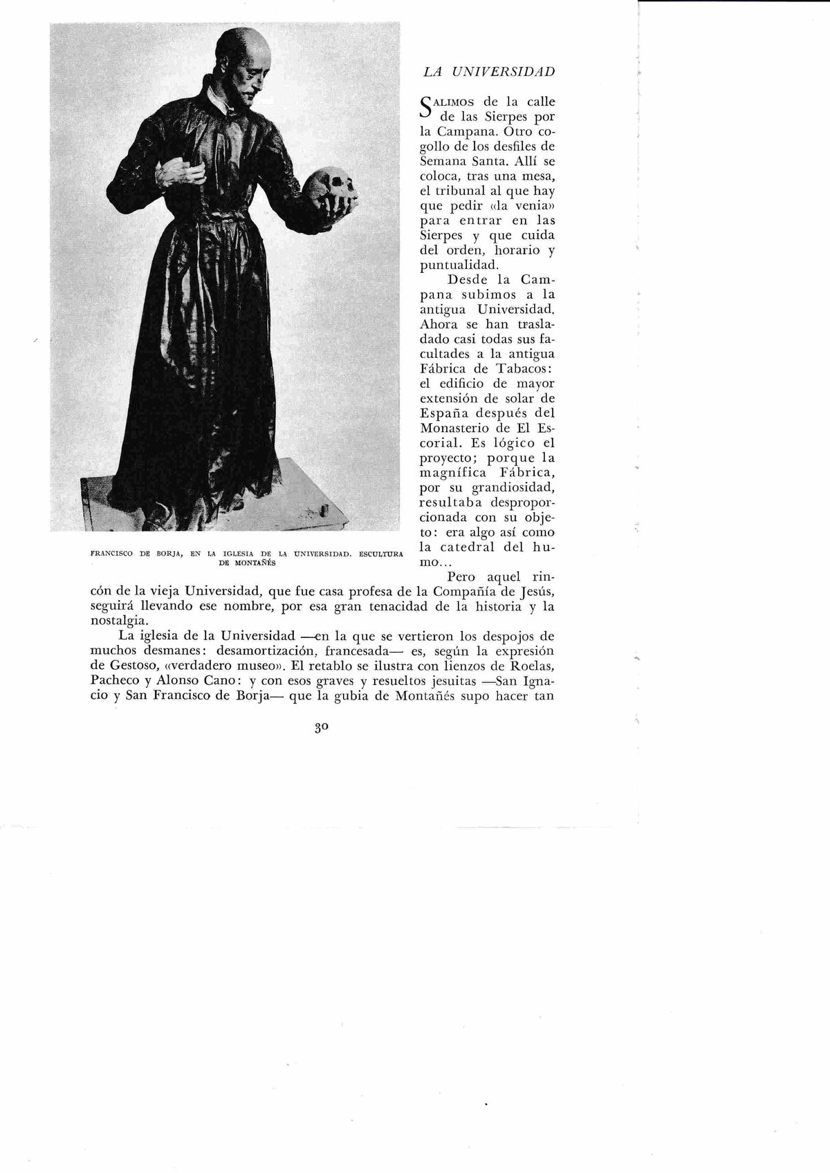 LAMINA 6326:  Francisco de Borja escultura de Montañes en la universidad