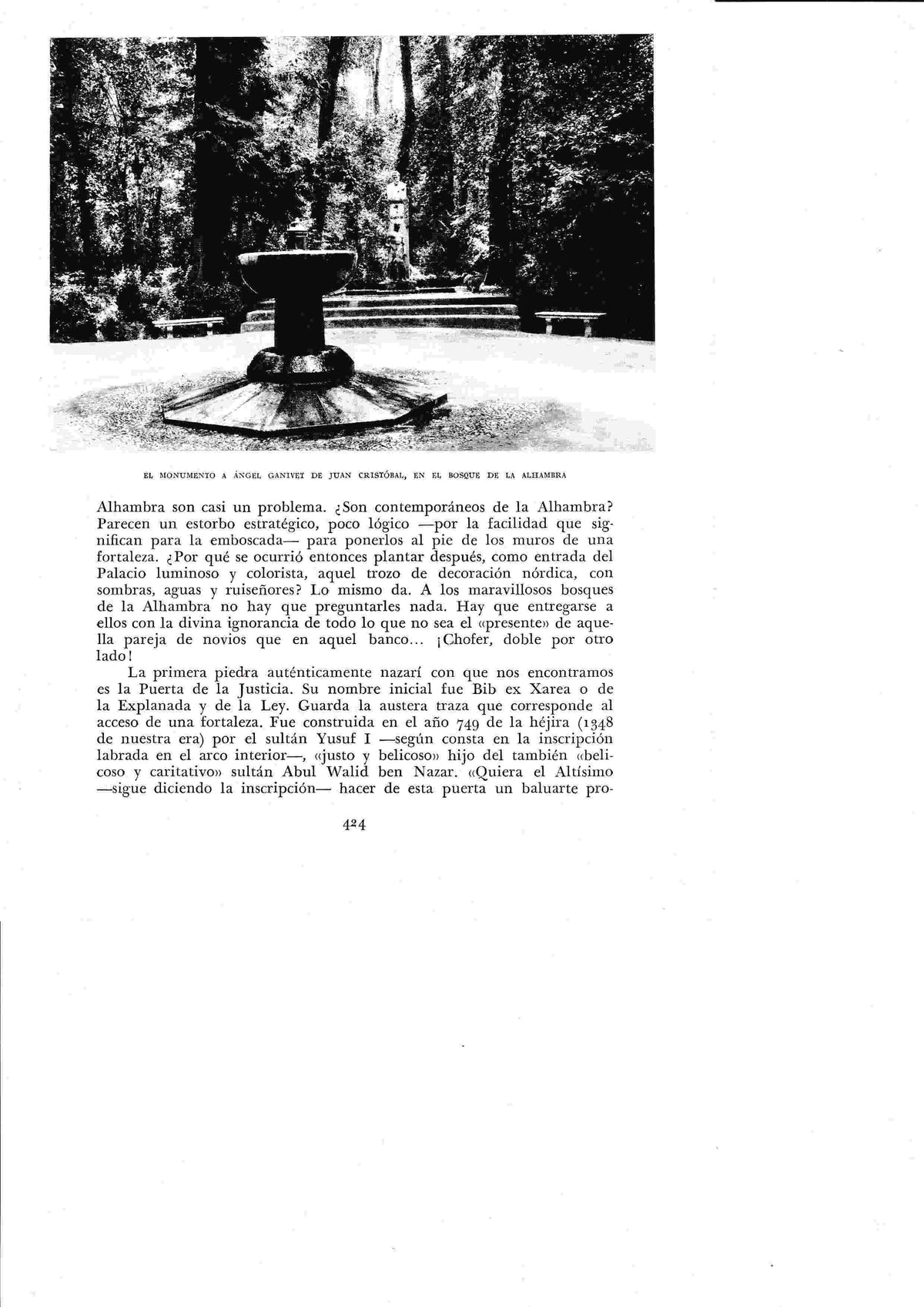 LAMINA 6483: Monumento a Angel Ganivet de Juan Cristobal en el bosque de La Alhambra