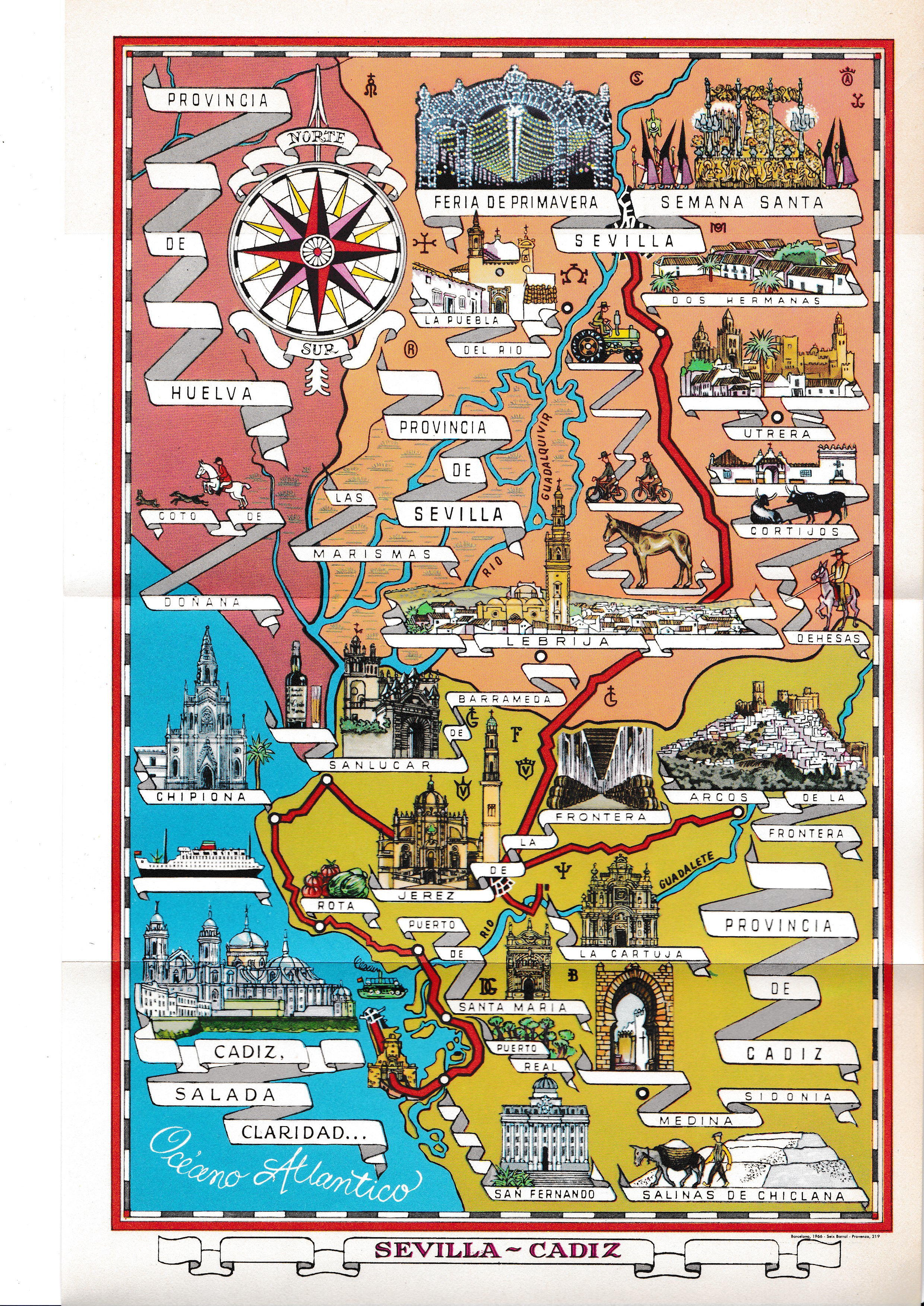 LAMINA 6540: Mapa Sevilla - Cadiz