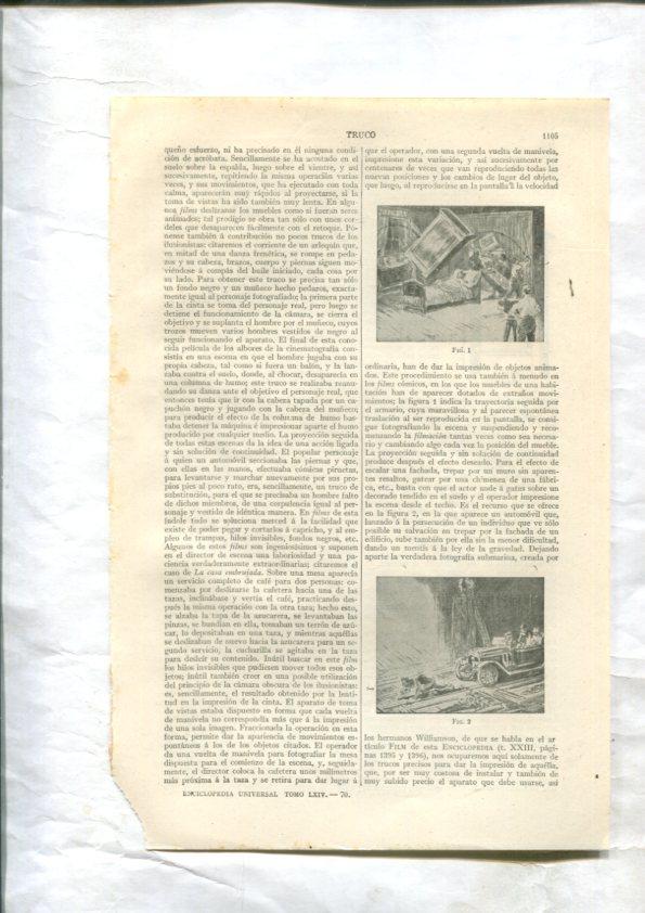 ESPASA 1928: Articulo de 27 paginas sobre Trucos: cinematografia, teatro, circo, ferias, etc