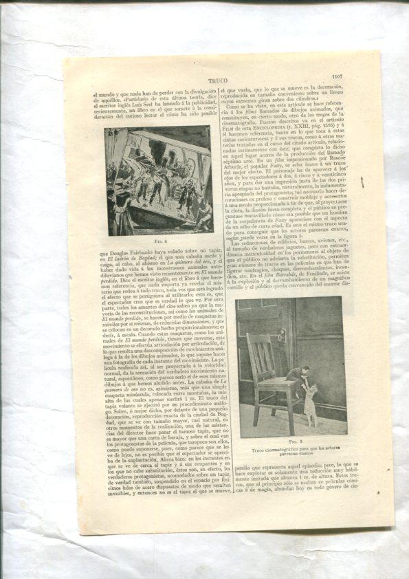 ESPASA 1928: Articulo de 27 paginas sobre Trucos: cinematografia, teatro, circo, ferias, etc