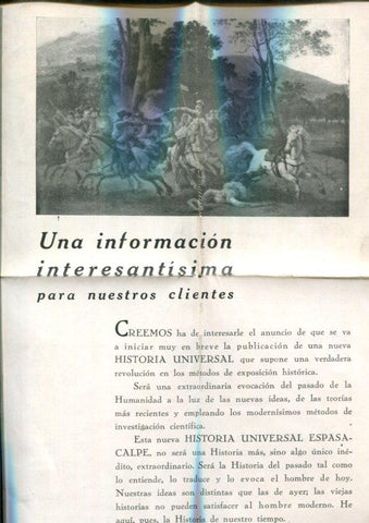 Folleto propaganda Historia Universal de Espalsa Calpe