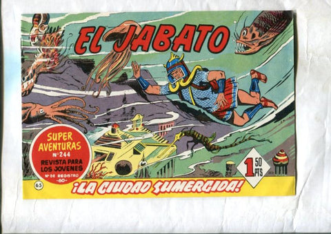 El Jabato facsimil numero 065: La ciudad sumergida (trasera propaganda del capitan trueno)