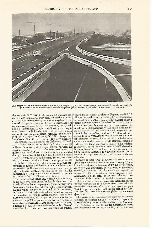 LAMINA ESPASA 13462: Puente sobre el rio Sava en Belgrado