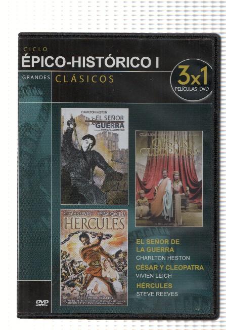 Cine DVD: 3x1: EL SEÑOR DE LA GUERRA, CESAR Y  CLEOPATRA, HERCULES (Cine Epico-Historico)