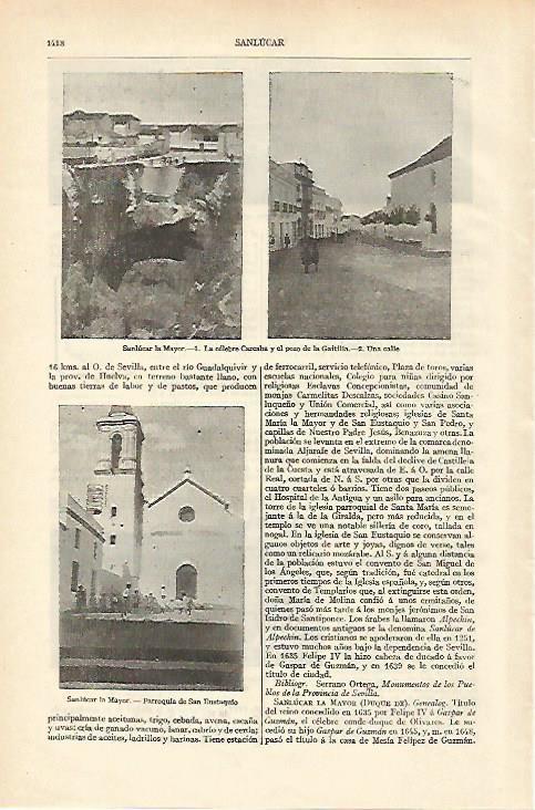 LAMINA ESPASA 18442: Vistas de Sanlucar la Mayor
