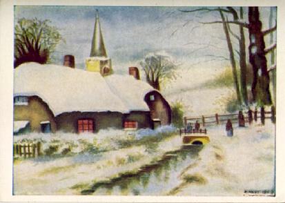 POSTAL 57493: Paysage d hiver Peint avec la bouche R. Mext
