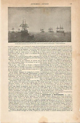 LAMINA ESPASA 606: Cuadro de Monleon La escuadra española en la bahia de Cadiz
