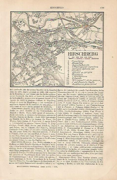 LAMINA ESPASA 673: Plano de Hirschberg Alemania