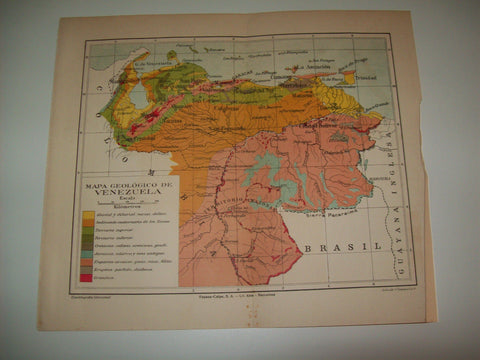 LAMINA ESPASA 6018: Mapa geologico de Venezuela