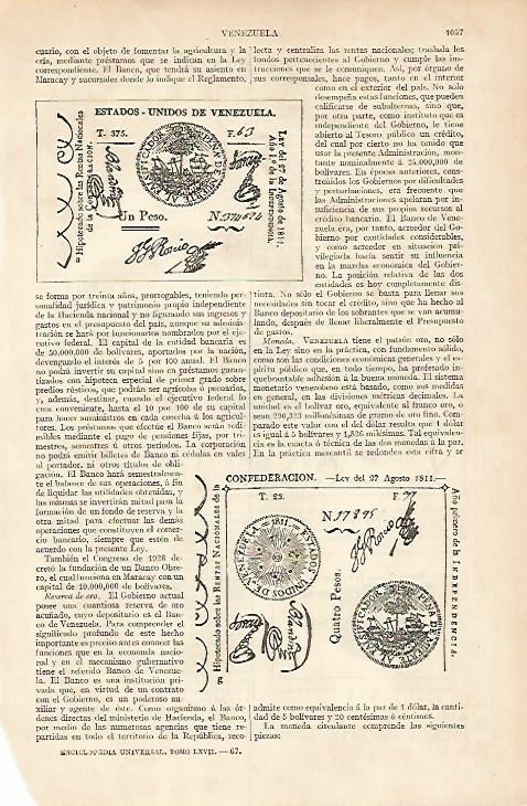 LAMINA ESPASA 6024: Papel moneda de Venezuela