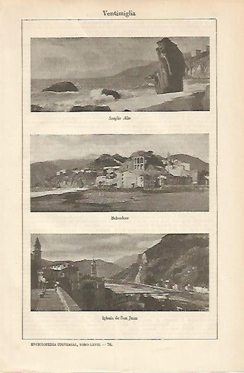 LAMINA ESPASA 6043: Vistas de Ventimiglia Italia