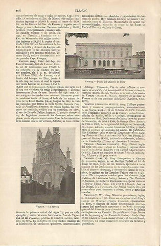 LAMINA ESPASA 6092: Palacio de Bizy e Iglesia de Vernon Francia