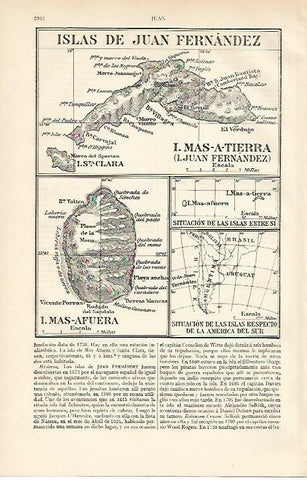 LAMINA ESPASA 6266: Mapa de las Islas de Juan Fernandez