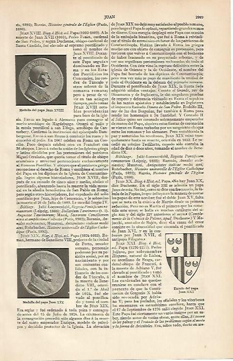 LAMINA ESPASA 6278: Medalla del Papa Juan XVIII y Juan XIX