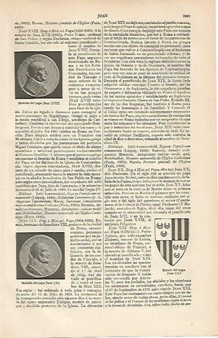 LAMINA ESPASA 6278: Medalla del Papa Juan XVIII y Juan XIX