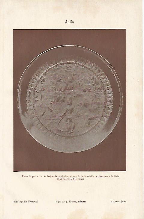 LAMINA ESPASA 6307: Plato de plata alusivo al mes de julio de la Galeria Pitti de Florencia