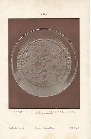 LAMINA ESPASA 6307: Plato de plata alusivo al mes de julio de la Galeria Pitti de Florencia
