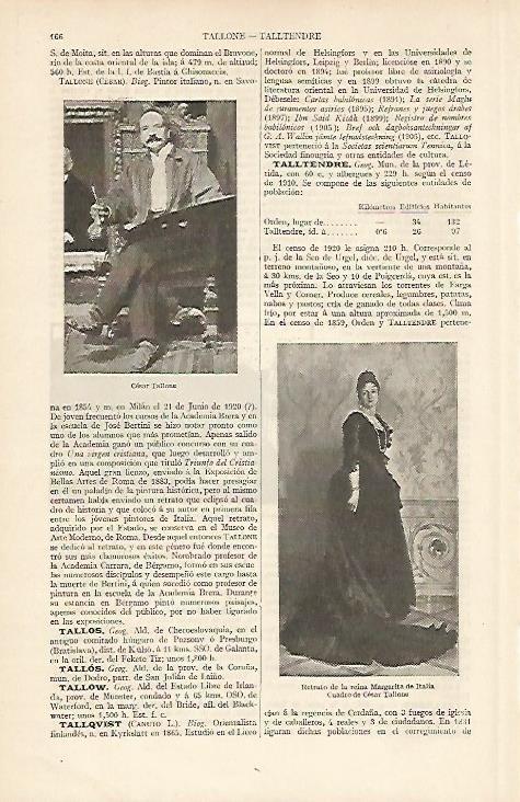LAMINA ESPASA 6416: Retratos de Cesar Tallone y de la reina Margarita de Italia