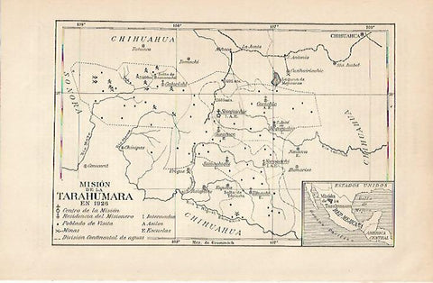 LAMINA ESPASA 6488: Plano de la Mision de Tarahumara Mexico