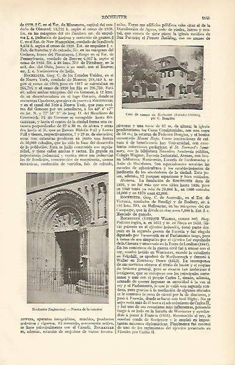 LAMINA ESPASA 6720: Catedral de Rochester Inglaterra. Casa en Rochester Estados Unidos