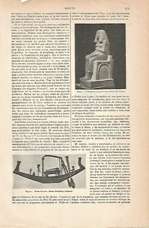 LAMINA ESPASA 6767: Estatua de princesa y barca funebre. Egipto