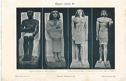 LAMINA ESPASA 6803: Esculturas de Ra-Hotep y su esposa y de Nefert y Ranofor. Egipto