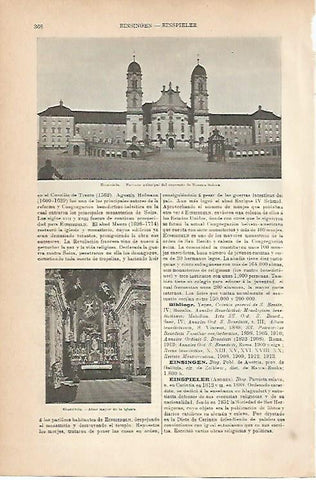 LAMINA ESPASA 6820: Convento de Nuestra Señora en Einsiedeln Suiza