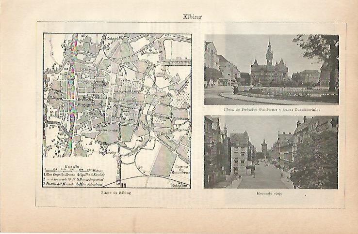 LAMINA ESPASA 6834: Plano y vistas de Elbing Alemania