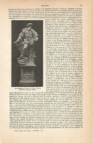 LAMINA ESPASA 6835: Escultura de Juan Sebastian Elcano por Bellver