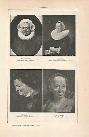 LAMINA ESPASA 6947: Retratos de ancianas por Rubens Rembrandt Bol y Seibold