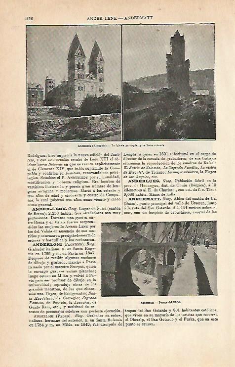 LAMINA ESPASA 6957: Vistas de Andernach Alemania