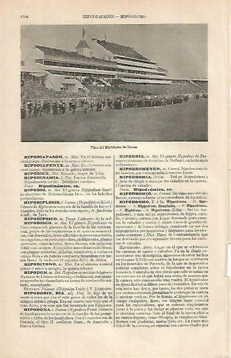 LAMINA ESPASA 675: Vista del Hipodromo de Epsom Inglaterra
