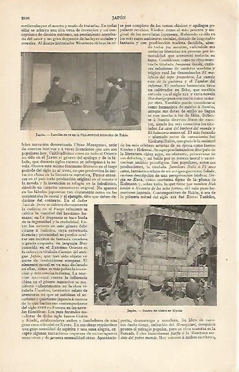 LAMINA ESPASA 6161: Universidad Femenina de Tokyo y Teatro de vistas de Kyoto Japon