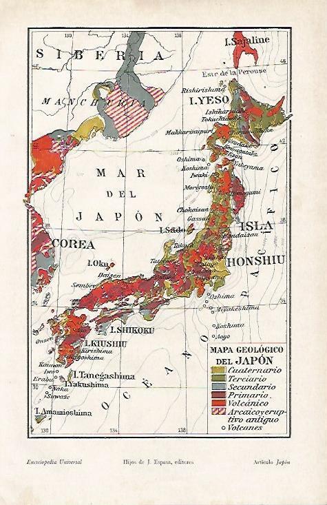 LAMINA ESPASA 6145: Mapa geologico de Japon