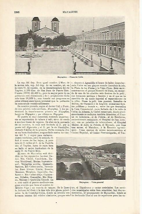 LAMINA ESPASA 1205: Vistas de Mayaguez Puerto Rico