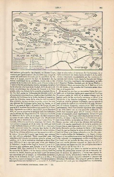 LAMINA ESPASA 2594:  Plano de Simla India