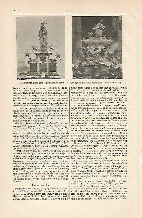 LAMINA ESPASA 6272: Monumento a San Juan Nepomuceno en Praga