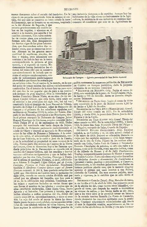LAMINA ESPASA 8200: Iglesia parroquial de Belmonte Cuenca