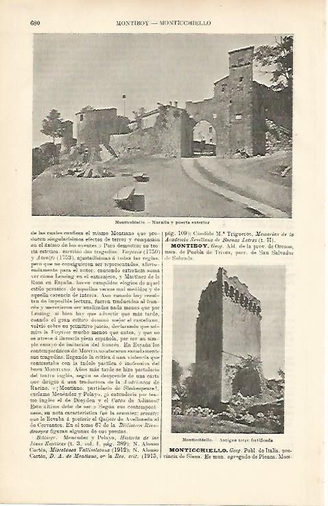 LAMINA ESPASA 8670: Muralla de Monticchiello Italia