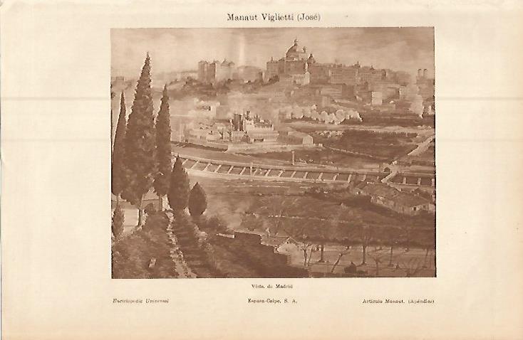 LAMINA ESPASA 9363: Vista de Madrid por Jose Manaut Viglietti