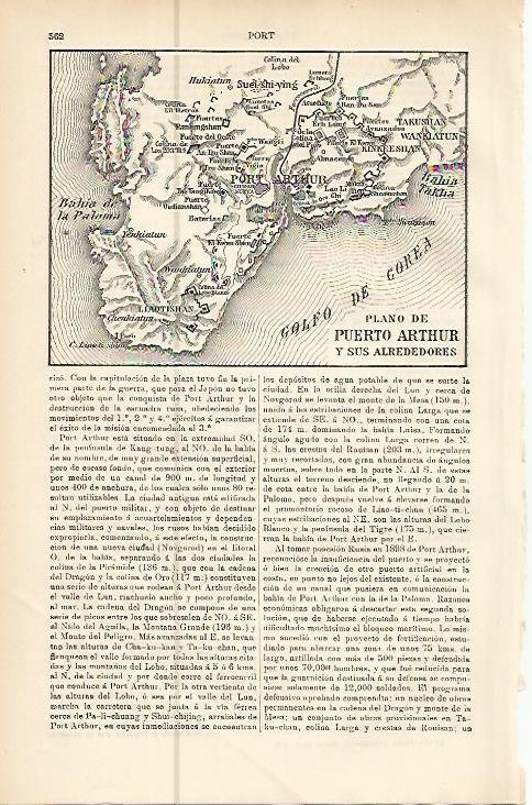 LAMINA ESPASA 10535: Plano de Puerto Arthur Corea del Sur